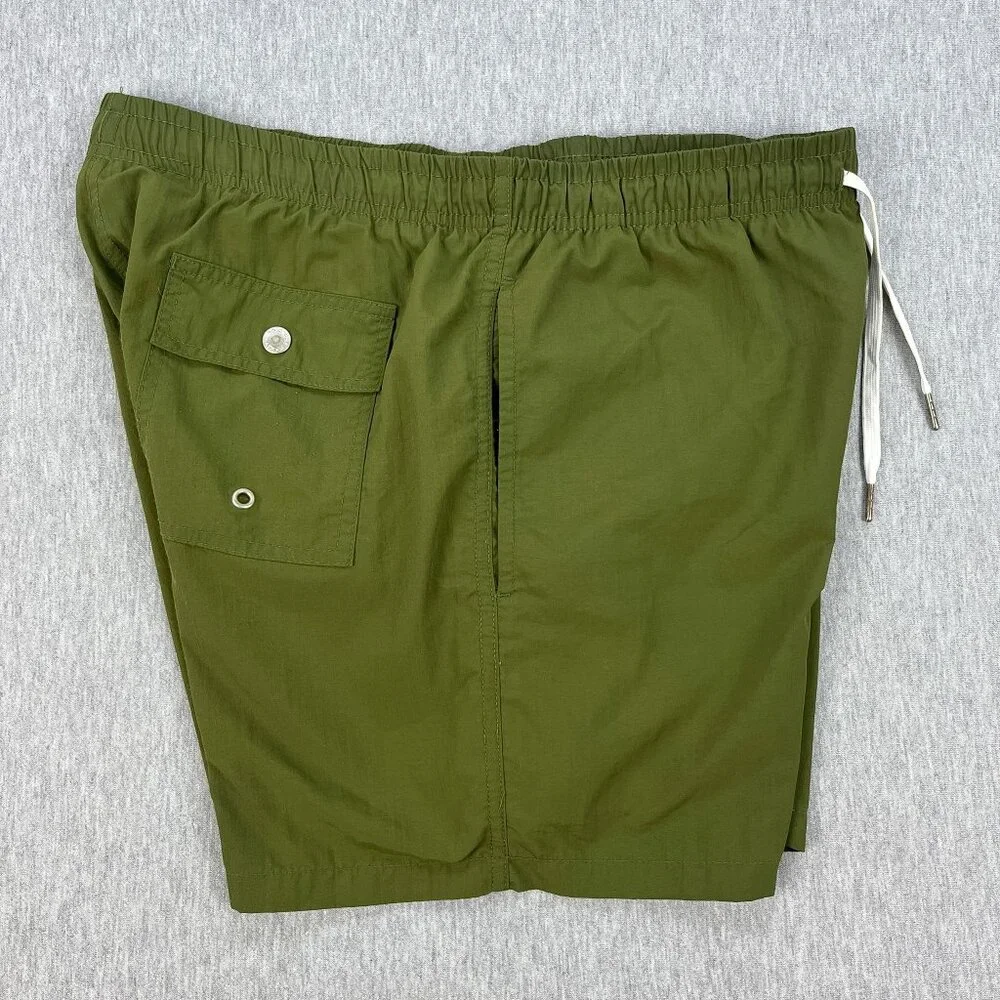 Bather Swim Trunks Mens Medium Olive Green Mesh-Lined 5" Inseam Elastic Waist - Picture 2 of 12